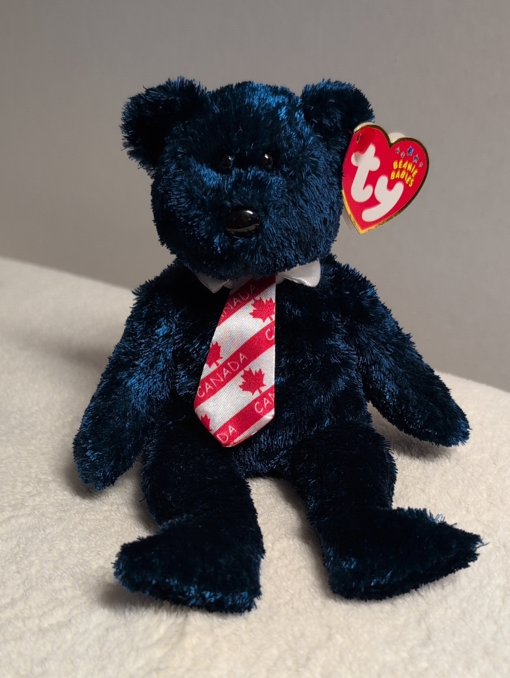 🌈Bundle 5/$20🌈Ty Beanie Babies Pops Deep Blue Beanie Baby Bear with Canada Tie